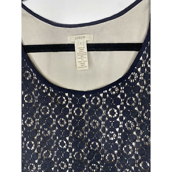 J.Crew Blouse Size 2 Women's Sleeveless Black Lace Zip Formal Professional Tank - Picture 3 of 5